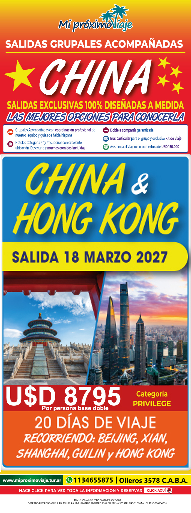 SALIDAS GRUPALES ACOMPAÑADAS a CHINA 2027 - CHINA & HONG KONG 18 MARZO